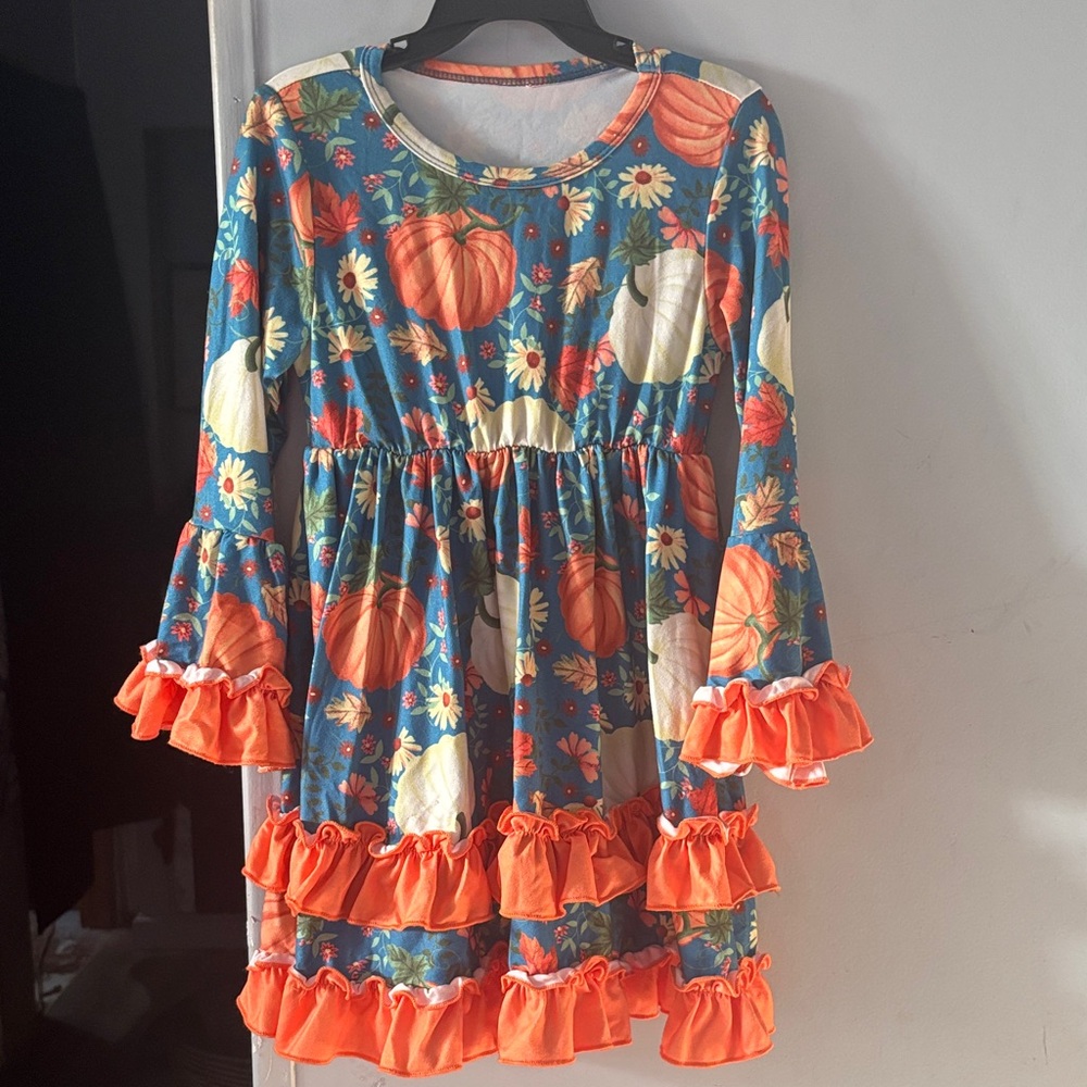 SHEIN Blue and Orange Pumpkin Dress